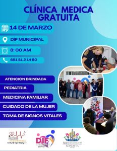 Clínica Medica Gratuita 14 de marzo en Dif Municipal.