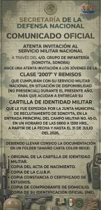 Atención Jóvenes de la clase “2007” y remisos.